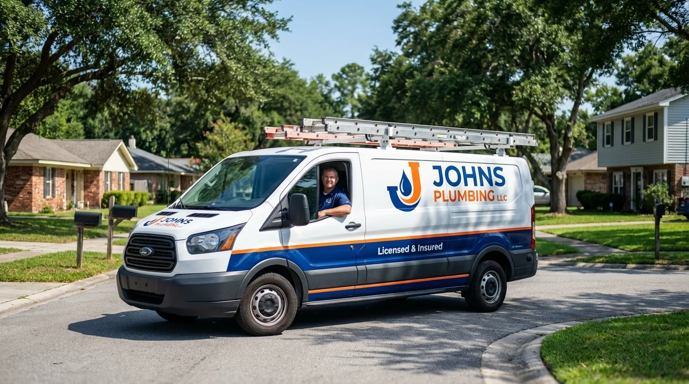 Johns Plumbing LLC service van in Louisiana, MO