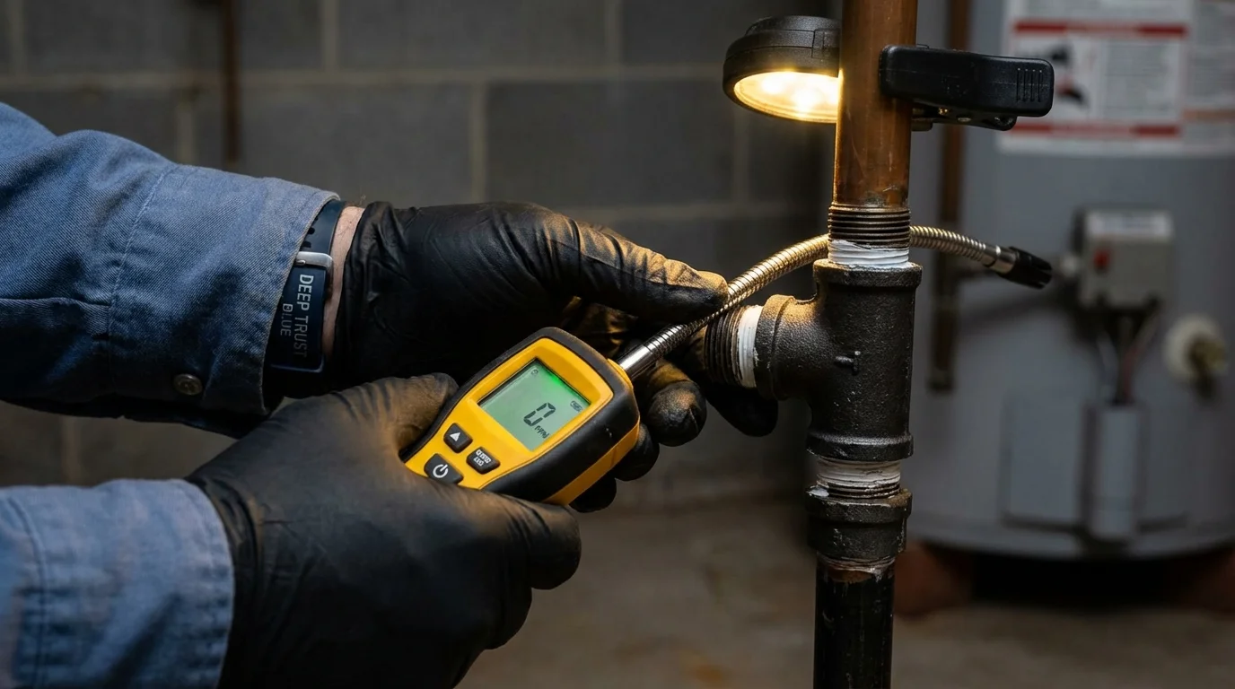 Gas leak detection with electronic sniffer by Johns Plumbing LLC in Louisiana