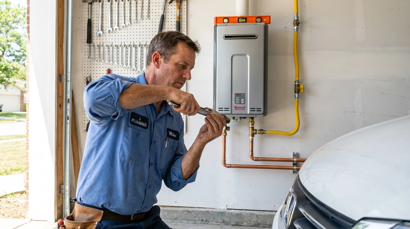 Tankless water heater installation by a Johns Plumbing LLC plumber in Louisiana